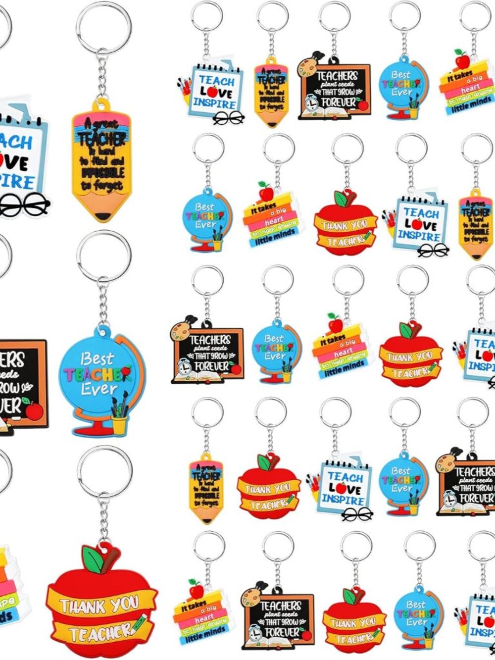36 Pcs Teacher Keychains Bulk Teachers Appreciation Gifts in Bulk For Women Men